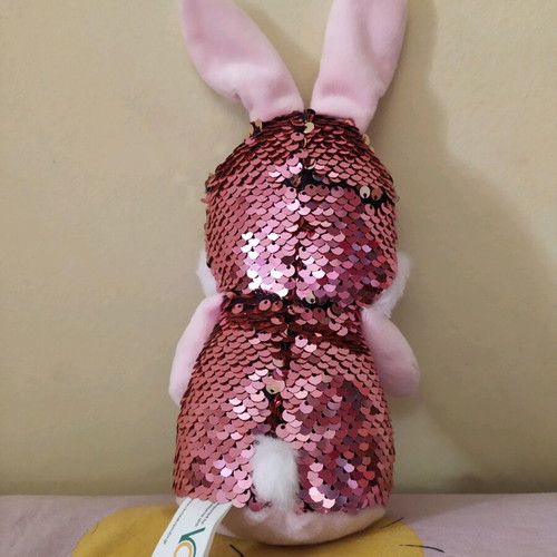 Plush bunny with color-changing sequins, 24 cm
