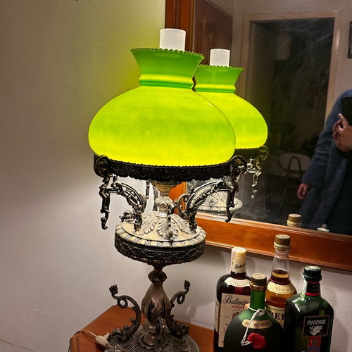 Vintage lamp used with large glass