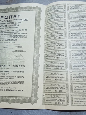 Chropei 1980 stock certificate, title of 10 shares, like new