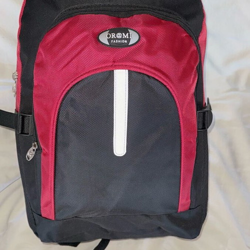 Backpack new with safety strip, black and red