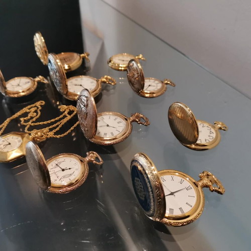 Pocket watches used, collection of 10 replicas, metal