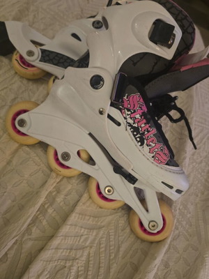 3K Adjustable Roller Skates used, size 30-33, pink and white