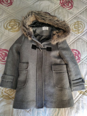 ZARA Duffle Winter Coat for Girls with Hood Grey New
