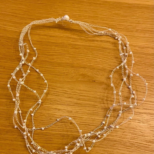 Handmade knitted necklace with beads new