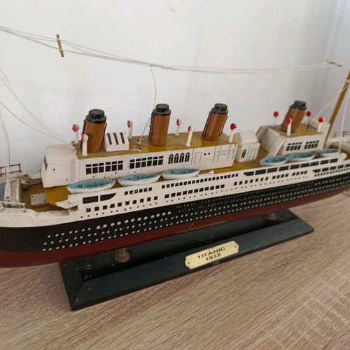 Large handmade wooden Titanic model used