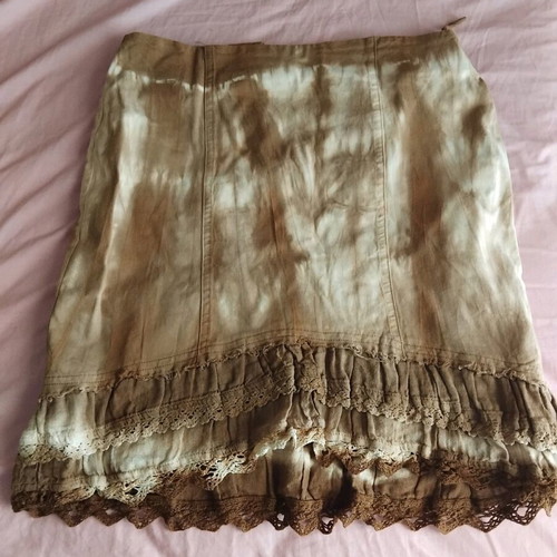 Jean skirt like new, stable fabric, size S-M, beige-brown
