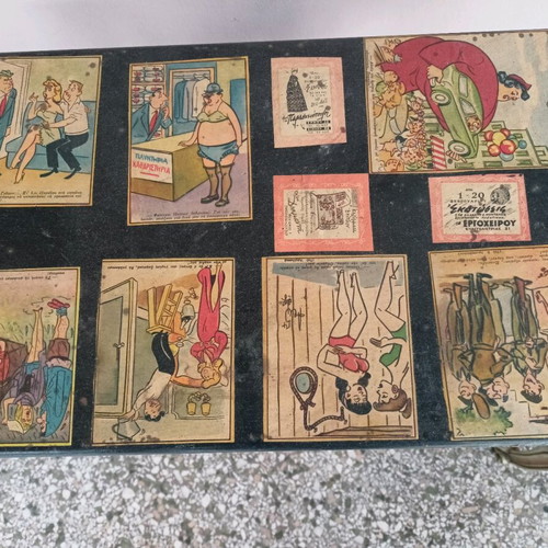 Table used iron with comic designs