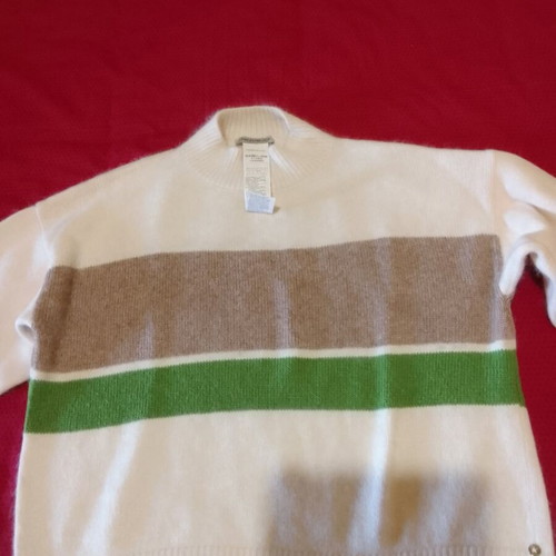 Pennyblack women's sweater new, ecru with green and brown stripes, size L