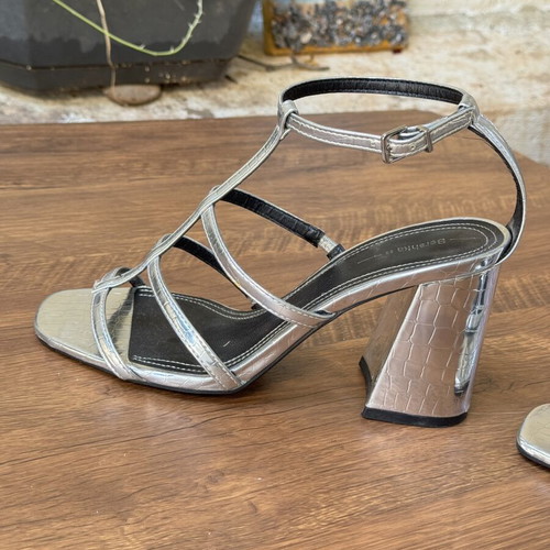Bershka Silver Heels like new, size 38, croco texture