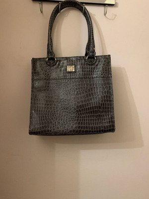 Rocco Barocco vintage bag with crocodile print gray anthracite color like new