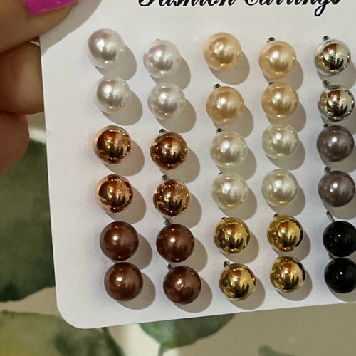 Pearl earrings new, pack of 36 pairs multicolor fashion jewelry