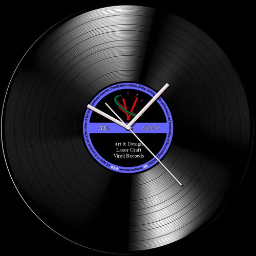 Time-machine vinyl record clock new, wall-mounted, analog