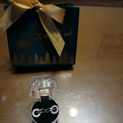 Silver S925 earrings with zircon and gift packaging new