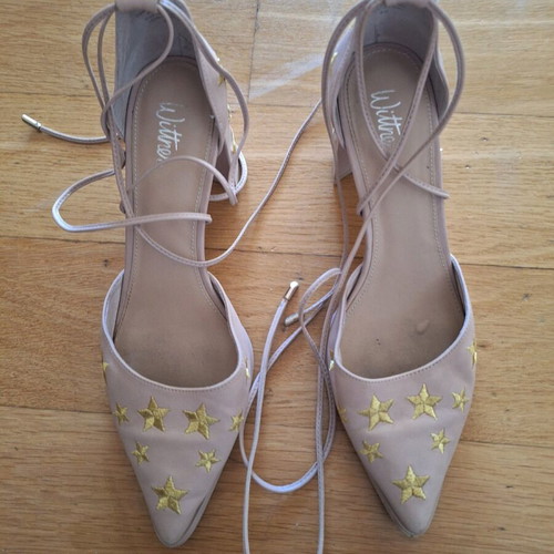 Wittner sandals used with thick heel, size 40, beige and gold