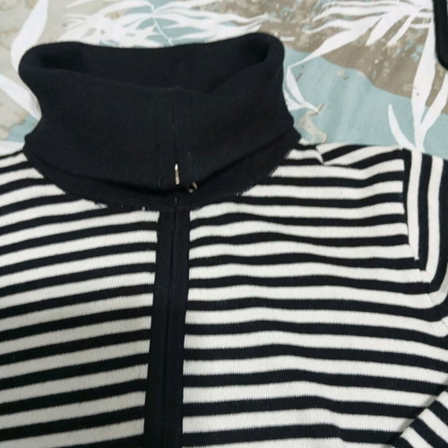 Acme women's cardigan like new, zip-up with turtleneck, black and white