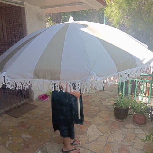 Striped garden umbrella for veranda, new