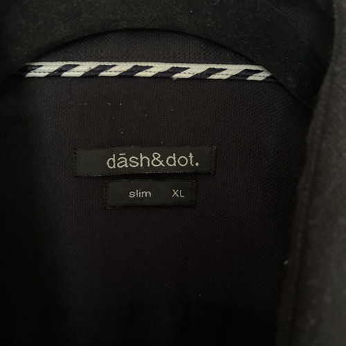 Dash & Dot men's black long sleeve shirt with striped piping XL slim fit