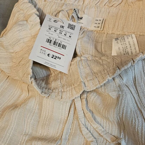 Pull & Bear Summer Wide-Leg Pants Beige Size M New