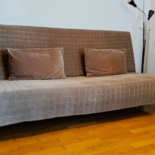 IKEA Beddinge/Nyhamn three-seat sofa bed, brown quilted cover
