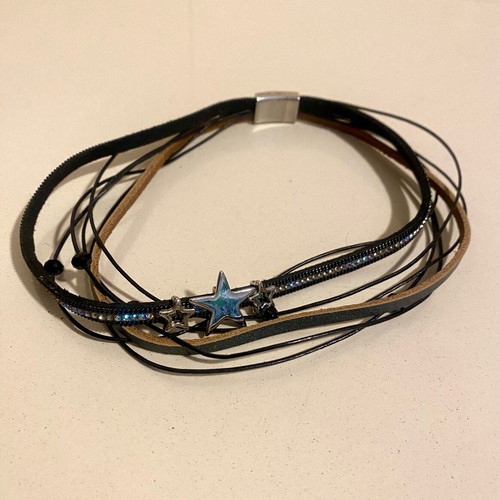 Bijou Brigitte choker new, leather with stars and rhinestones