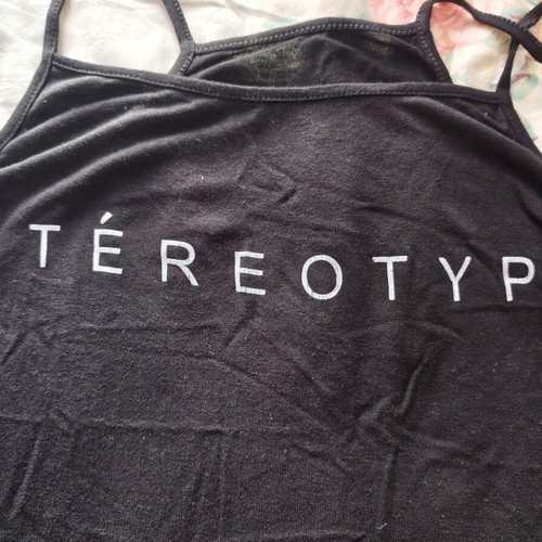 Decoro black tank top like new with thin straps and print