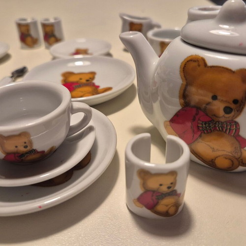 Porcelain miniature toy tea set used