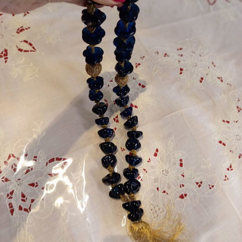 Vintage Large Decorative Worry Beads 44cm with Glass Beads and Gold Tassel used