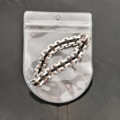 Stainless Steel Men's Bracelet, 18cm, black and silver