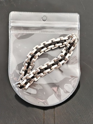 Stainless Steel Men's Bracelet, 18cm, black and silver