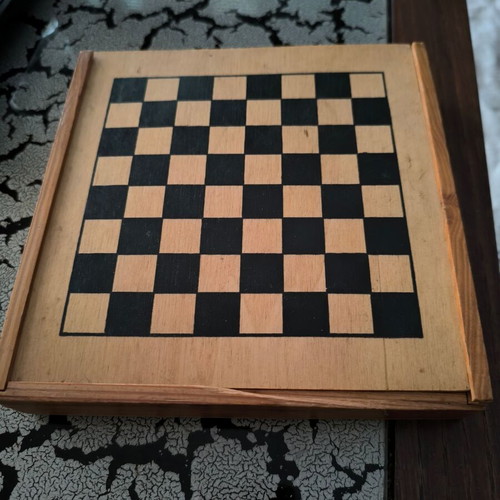 Mini travel chess set used with chess, checkers, backgammon and dominoes
