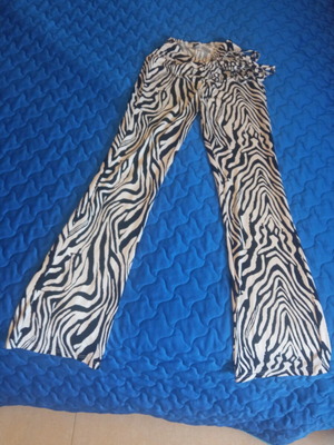 Shein Women's Elastic Flare Pants with Zebra Animal Print used