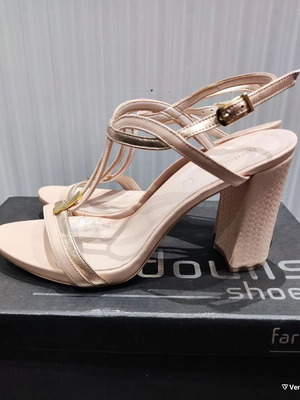 Fardoulis leather sandals size 38 used, pink and gold