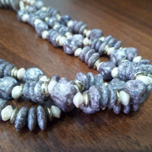 Ethnic necklace used carved bone and wood