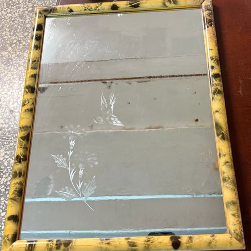 Retro mirror with carved bird and flower design like new