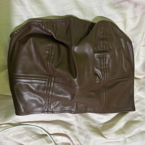 Brown leather top new, 4F XS