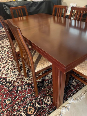 Dining table used, wood, length 1.65 meters