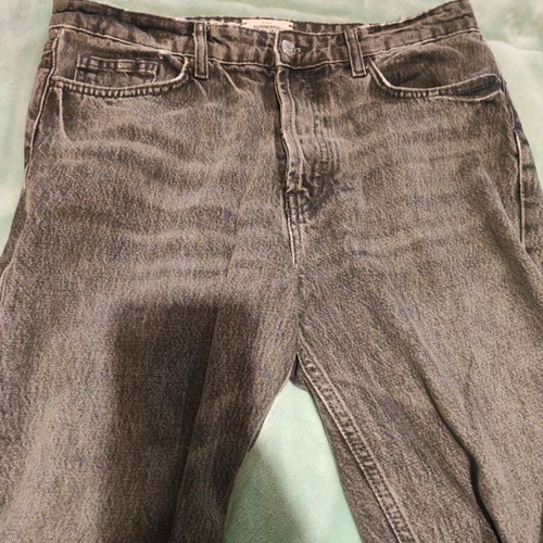 Zara large gray jeans like new with frayed edges