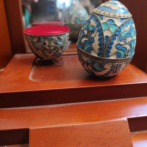 Silver eggs of Tsarist Russia used with enamel and bases