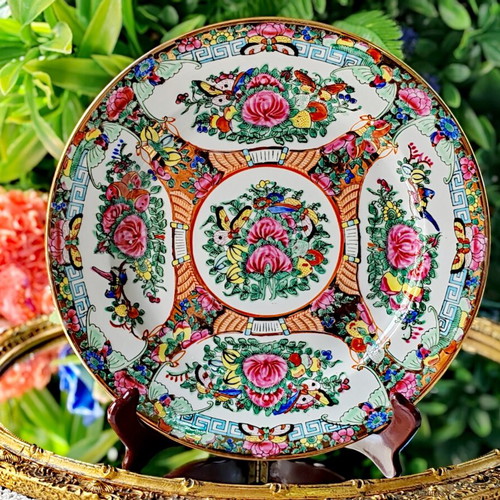 Vintage Chinese Rose Medallion porcelain tea set, handpainted