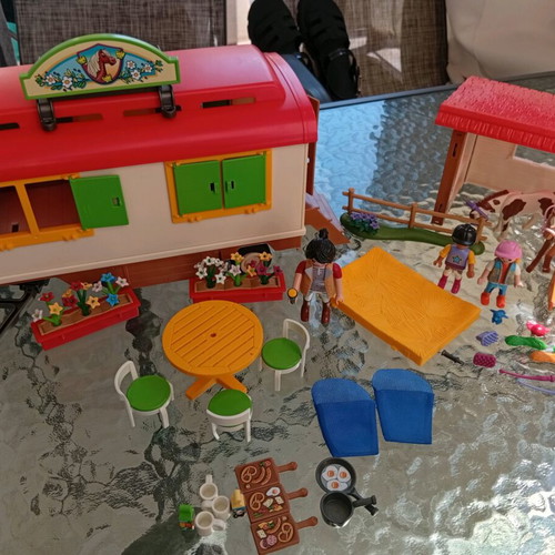 Playmobil Country Camping Set with Caravan and Pony like new