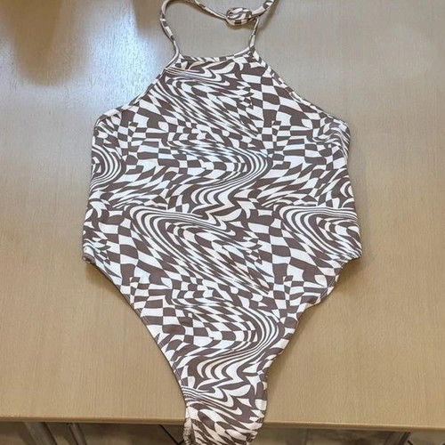 Bershka bodysuit like new, brown and white, size large