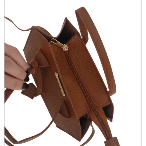 Handbag and crossbody bag new brown with zipper