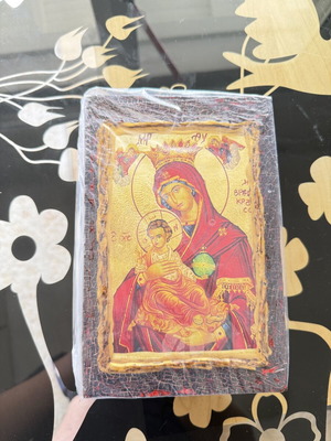 Χειροποίητη λιβανοθήκη με εικόνα της Παναγίας καινούργια
