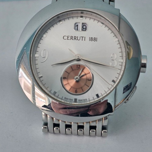 Cerruti 1881 Standard C transatlantic Swiss watch like new, silver