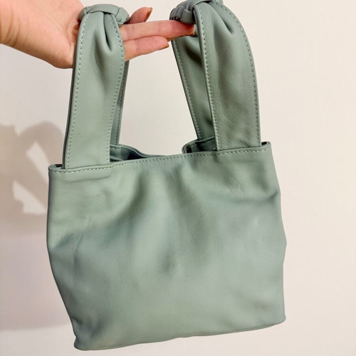 Callista Gaia mint smooth leather bucket tote bag like new