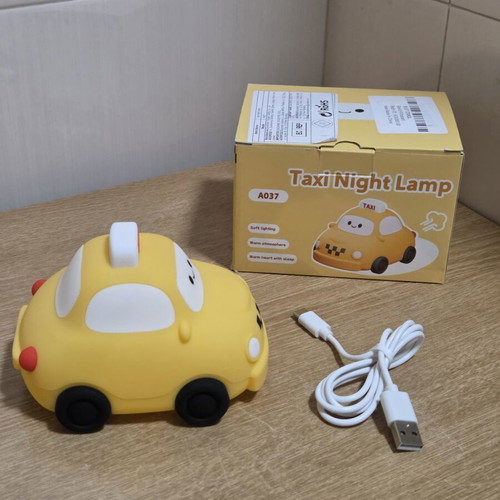 Taxi children's night lamp silicone, 3 brightness levels, USB rechargeable, 10 cm