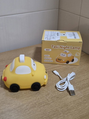 Taxi children's night lamp silicone, 3 brightness levels, USB rechargeable, 10 cm