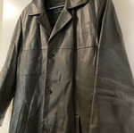 Black leather trench coat, size L (50), excellent condition