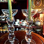  Κρυστάλλινα χειροποίητα κηροπήγια….Αμεταχείριστα!..Τιμή Σετ..(Crystal handmade candlesticks)