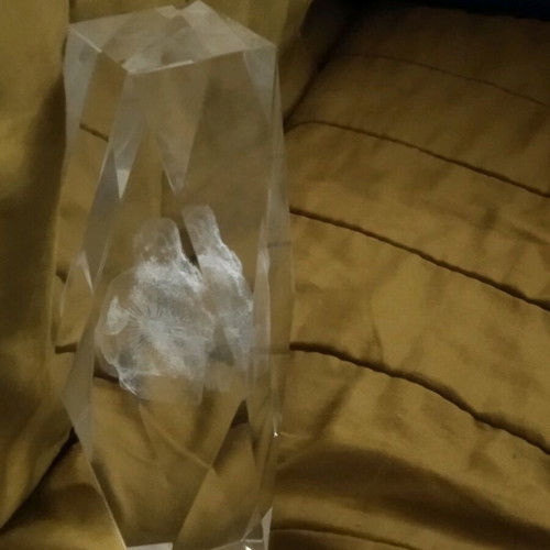 Crystal decorative piece with embedded Christ like new